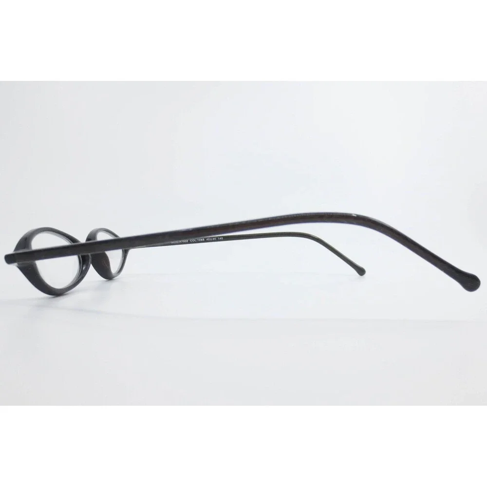 Ogi Eyewear MOD.A7008 COL.128B Oval Woodgrain Texture Frames 42-20-140 Black